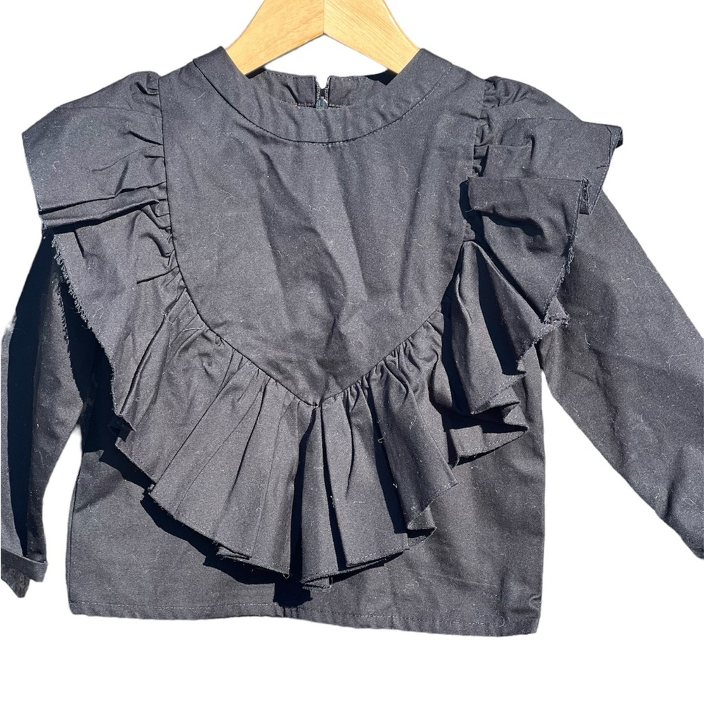 Carolina Bosmans Face The Future Black Ruffle Blouse